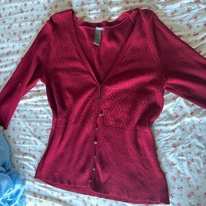 Vintage quarter length deep red cardigan